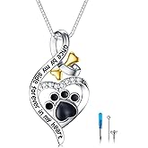 Flpruy Sterling Silver Pet Urn Necklace for Ashes - Memorial Keepsake for Dog, Cat Pet