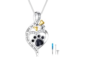 Flpruy Pet Cremation Jewelry for Pet Ashes 925 Sterling Silver Pet Urn Necklace for Ashes Keepsake Memorial Ashes Necklace for Dog Cat Pet