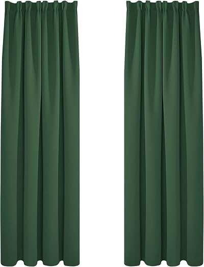 Deconovo Blackout Curtains Pencil Pleat Living Room 2 Panels 140 x 240 cm Dark