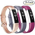 Vancle For Fitbit Alta HR Bands and Fitbit Alta bands, Newest Sport Replacement Wristbands with Secure Metal Buckle for Fitbit Alta HR/Fitbit Alta(Rose-Gold gray fuchsia, Large)