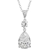 Deerllia Teardrop Necklace Cubic Zirconia Drop Wedding Bridal Pendant Necklace for Women, Silver Rose Gold Plated Copper Brass Micro Inlay CZ Simple Fine Jewelry Gifts Mother's Day Valentines