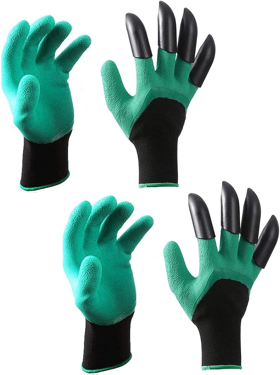 Garden Genie Gloves -2 Pairs, Waterproof Garden Gloves with Claws for Digging,Planting, Weeding, Gardening ,Best Gardening Gifts for Gardeners (Right hand claw)