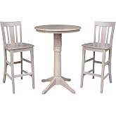 IC INTERNATIONAL CONCEPTS 30" Round Pedestal Bar Height Table with 2 San Remo Bar Height Stools