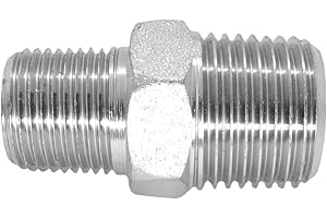 CDQBWKJGFJ 3 Pcs 1/2" x 3/8" Male NPT Hex Nipple Plated Steel Hydraulic Fitting Adapter
