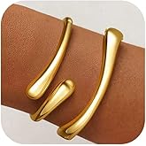 Decholly Gold Bracelets for Women Trendy, 18K Gold Plated Bangle Bracelet Set Chunky Twist Cuff Gold Bracelet Non Tarnish Waterproof Jewelry Gifts for Women