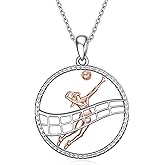 CRMAD Volleyball Gifts Necklace for Players Sterling Silver Abalone Shell/Crystal Sport Inspirational Jewelry for Women
