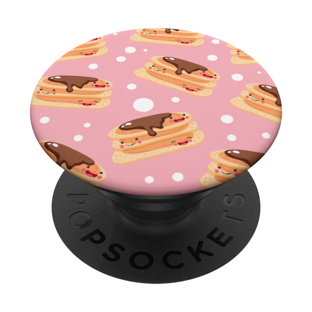 Cute Pancake Kawaii Funny Pancakes Pattern on Pink PopSockets PopGrip: Swappable Grip for Phones & Tablets