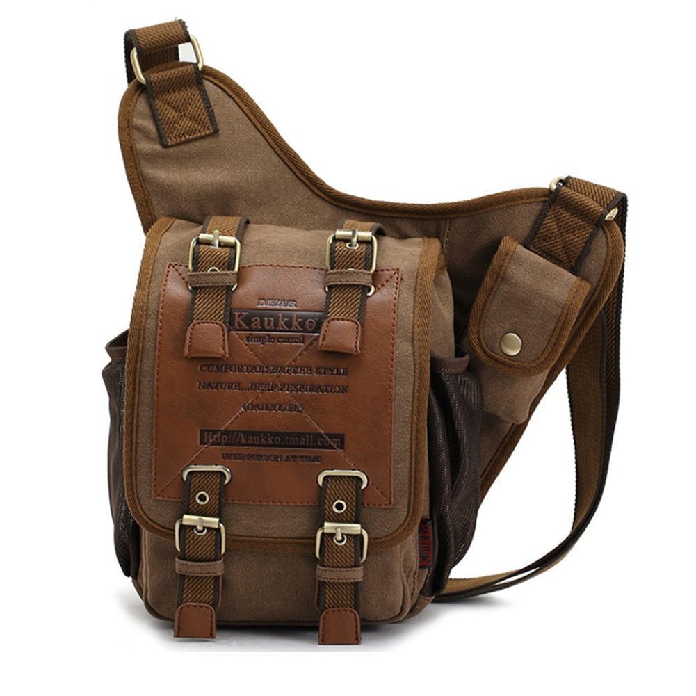 Mens Boys Vintage Canvas Shoulder Military Messenger Bag Sling School