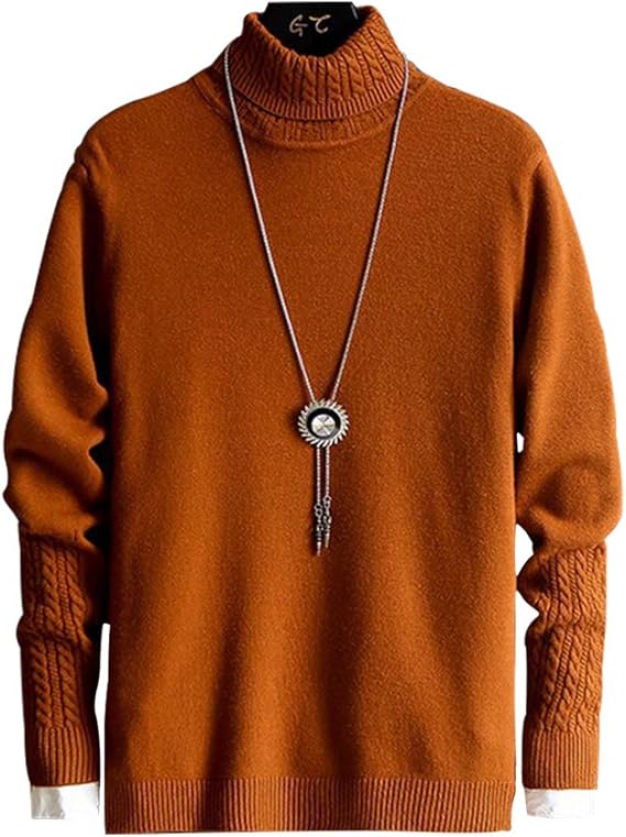 Amazon メンズ セーター ライトニット タートルネック 長袖 暖かい ゆったり 秋 冬 春 大きいサイズ 多色 Brown Xl セーター 通販