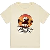 Cowboy Shirts for Boys Vintage Western Style Denim Graphic Cotton Crew Neck T-Shirt Size: 2-7 Years