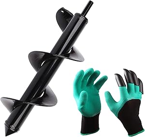 UGarden Garden Plant Flower Bulb Auger 3" x 10" Inch Rapid Planter, Earth Auger Bit, Fence Post Hole Digger Drill Bit- Bulb & Bedding Plant Auger