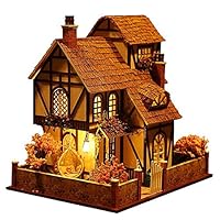 Rylai 3D Puzzles Miniature Dollhouse DIY Kit w/ Light -Flower Town Series Dolls Houses Accessories with Furniture LED Music Box Best Birthday Gift for Women and Girls