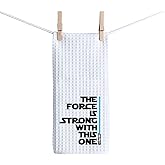 ZJXHPO Movie Inspired Kitchen Towel The Force is Strong with This One Waffle Absorbent Towel Kitchen Decor Housewarming Gift