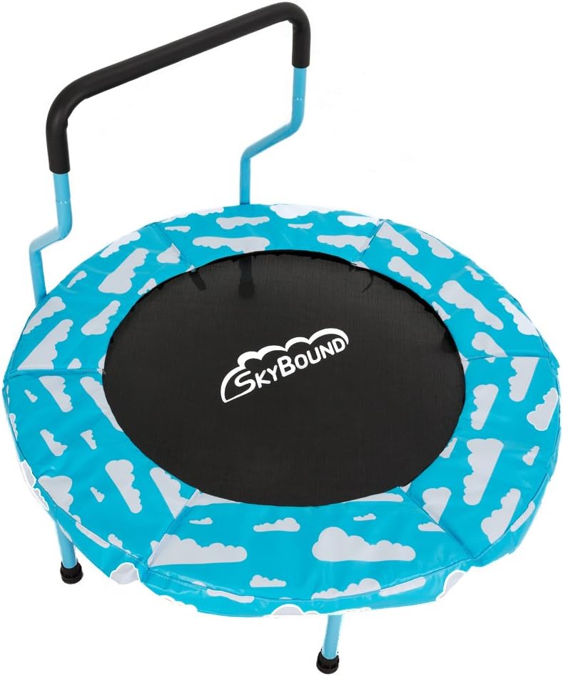 SkyBound FJ-4035-CLDB Mini Trampoline with Handle for Kids (Blue) Mini4, 40 Inches