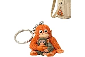 3D Punch Monkey Plush Keychain, Funny Squeeze Monkey Key Ring Charm, Soft Stuffed Animal Backpack Pendant