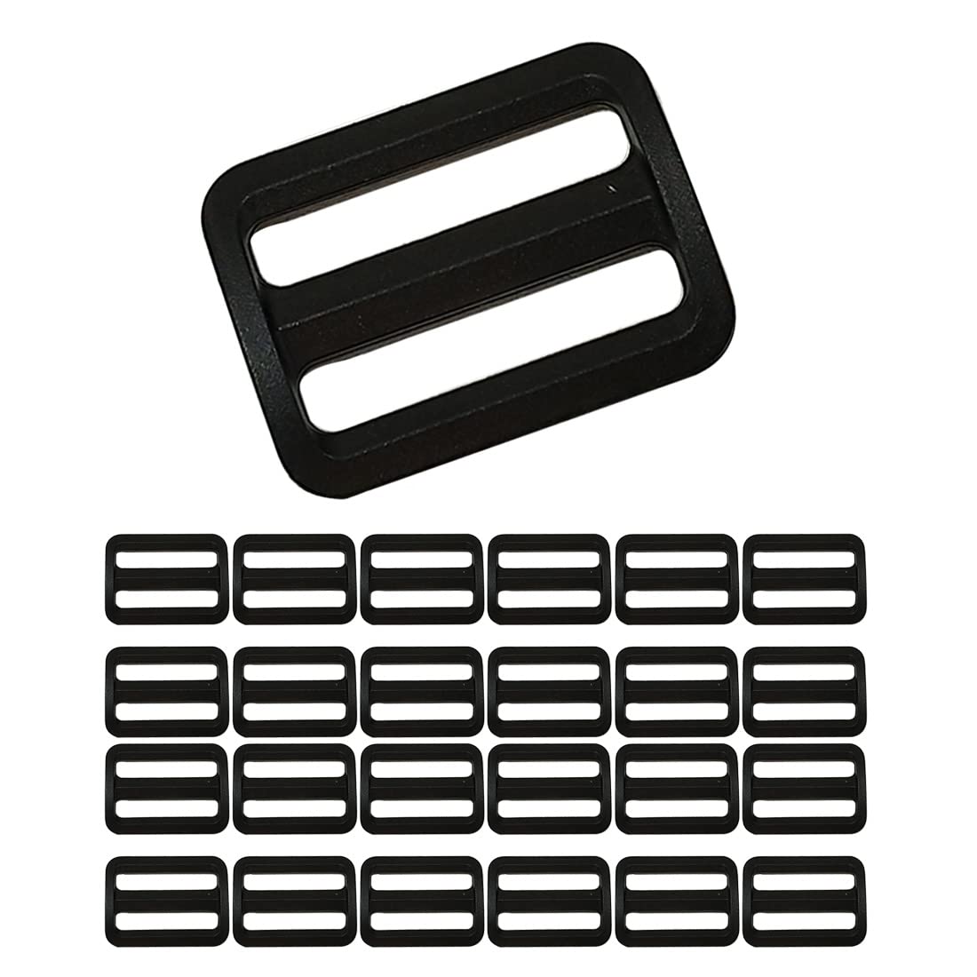 JYC CREATIVE 24 backpack buckles, choose size and colour, plastic buckles, polypropylene brooch, clasp and washer, closure for travel bags, (24 x 15 mm, black washer)