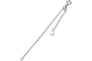 LONAGO 1pc 925 Sterling Silver 1.5mm Necklace Extender Chain 4inch Bracelet Anklet Single Bead Extension Adjustable Length