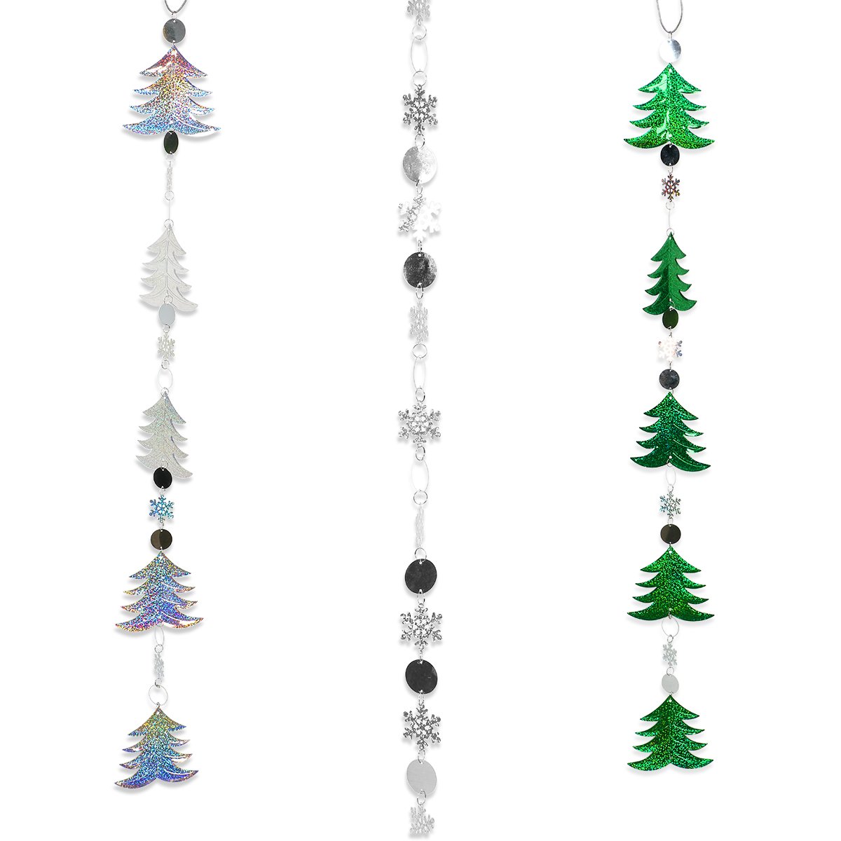 Christmas Hanging Decorations -3 Pieces Christmas Tree and Snowflake Shape Ornaments Hanging Bunting Garlands Banner for Xmas Party Decor