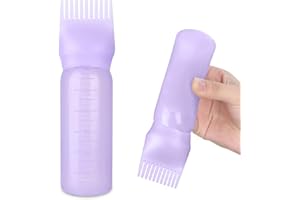 FXSPLCZ Root Comb Applicator Bottle Oil Applicator for Hair Dye Hair Oiling Bottle with Graduated Scale, 6 Ounce (Purple)