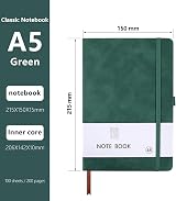 Lefute A5 PU Leather Notebook 200 Pages Elastic Closure Pink Green option view 2