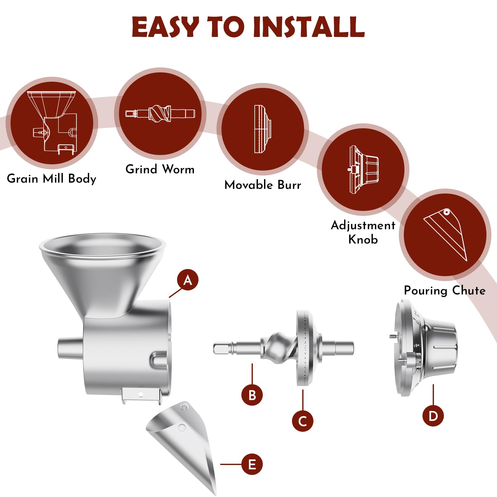 Grain Mill Attachment for Kitchenaid Stand Mixer, Flour Mill for Kitchenaid, Fit for Non-Oily Dry Grain Corn, Coffee Bean, Buckwheat, Oats, Millet, Wheat, Flour Mill Attachment by Cofun