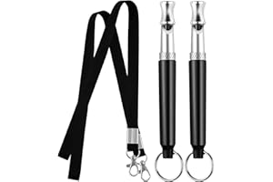 FABCORDS Dog Whistle, 2 Pack Ultrasonic Dog Whistle to Stop Barking for Dogs, Professional Recall Dog Training Whistles, Adjustable Ultrasonic Silent Dog Whistle to Stop Barking Control Devices, with Lanyard