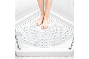 Corner Shower Matt Non Slip: Mofonky 80 x 80 cm Large Triangular Shower Mats for Walk-in Shower - PVC Anti Mold Shower Mat wi