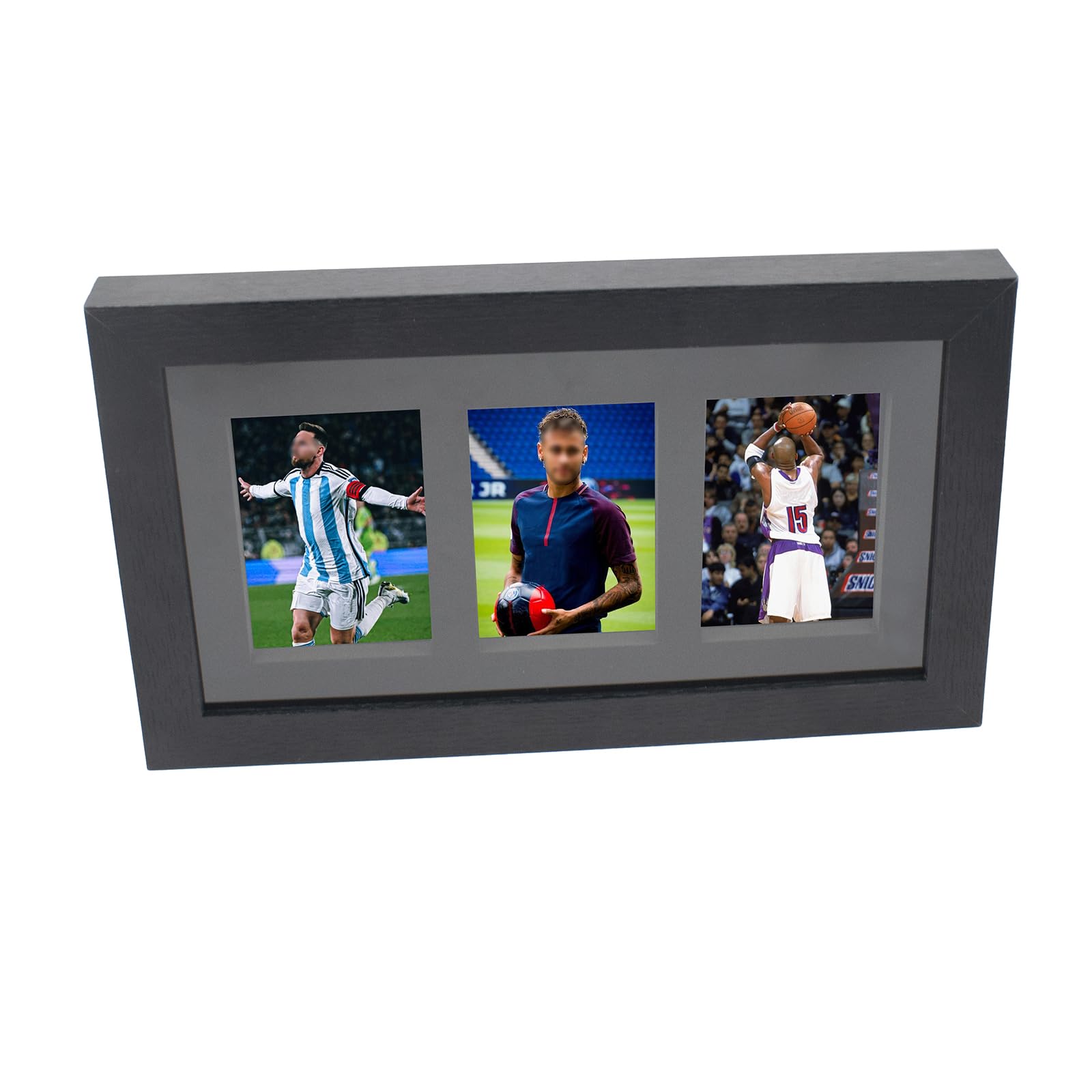 Photo 1 of Trading Card Display Frame, Sports Card Display Box Wall Mount Baseball Card Display Case Card Holder for 3 Standard Cards Display for Basketball Football Hockey MTG, Clear Card Holder Not Included