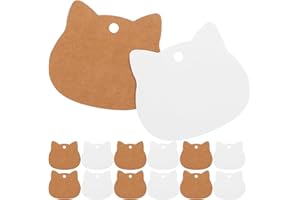 FRCOLOR 200pcs Brown Paper Tags Cat Head Shaped with Pre-Punched Hole Sturdy Kraft Paper for Creative