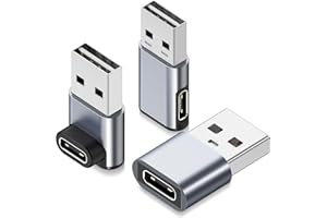 LLYZZ USB to USB C Adapter 3 Pack, 90 Degree USB C Female to USB Male Charger Converter, Compatible with iPhone 15 Series,with iPad Pro/Air/Mini,Galaxy,Laptop,Up&Down+Left&Right Angle (Gray)