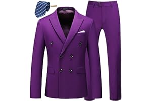 MOGU Mens 2 Piece Double Breasted Suit Slim Fit Tuxedo Blazer and Pants for Wedding Prom Homecoming