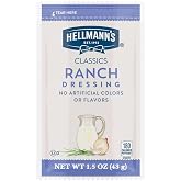 Hellmann's Classics Ranch Salad Dressing Packets, 1.5 Oz, 102 Pack | Gluten Free, Single Serve, No Artificial Colors or Flavors, No HFCS, Shelf Stable, for Takeout, Salads, Dips &amp; Condiments