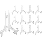3.5" Clear Plastic Easels or Stand / Plate Holders to Display Pictures, Placecards, or Other Items at Weddings, Home Decoration, Birthdays, Tables (12 Pack)