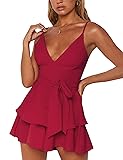 Relipop Womens V Neck Sleeveless Summer Romper