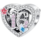 15 16 18 21 30 40 50 60 Love You Heart Butterfly Flowers Birthday Birth Date Memorial Bead Pendant 925 Sterling Silver Dangle Compatible With Pandora Moments Charm Bracelet