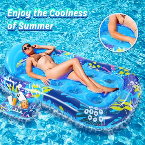 Subtail Pool Mat – Inflatable Pool Mat with Removable Cup Holder – Pool Floats – Inflatable Swimming Pool Mats for Adults – Beach Mat – Inflatable Inflatable Mattress
