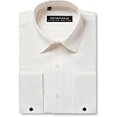 Top Mens Wear White Double Cuff Formal Dress Shirts Slim Fit Include Metal Cufflinks Long Sleeve