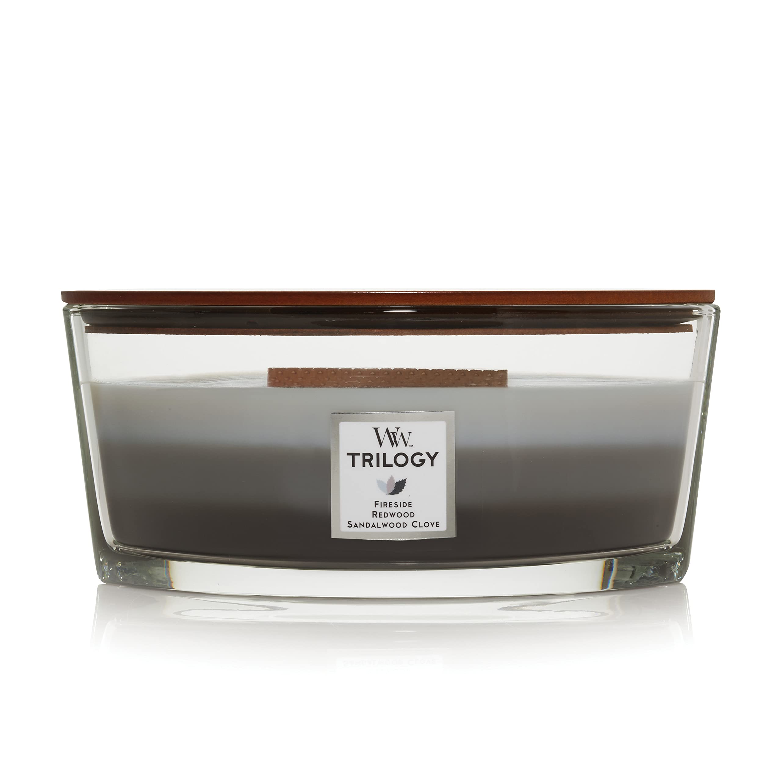 WoodWick Ellipse Trilogy Scented Candle | Warm Woods | with Crackling Wick | Burn Time: Up to 50 Hours