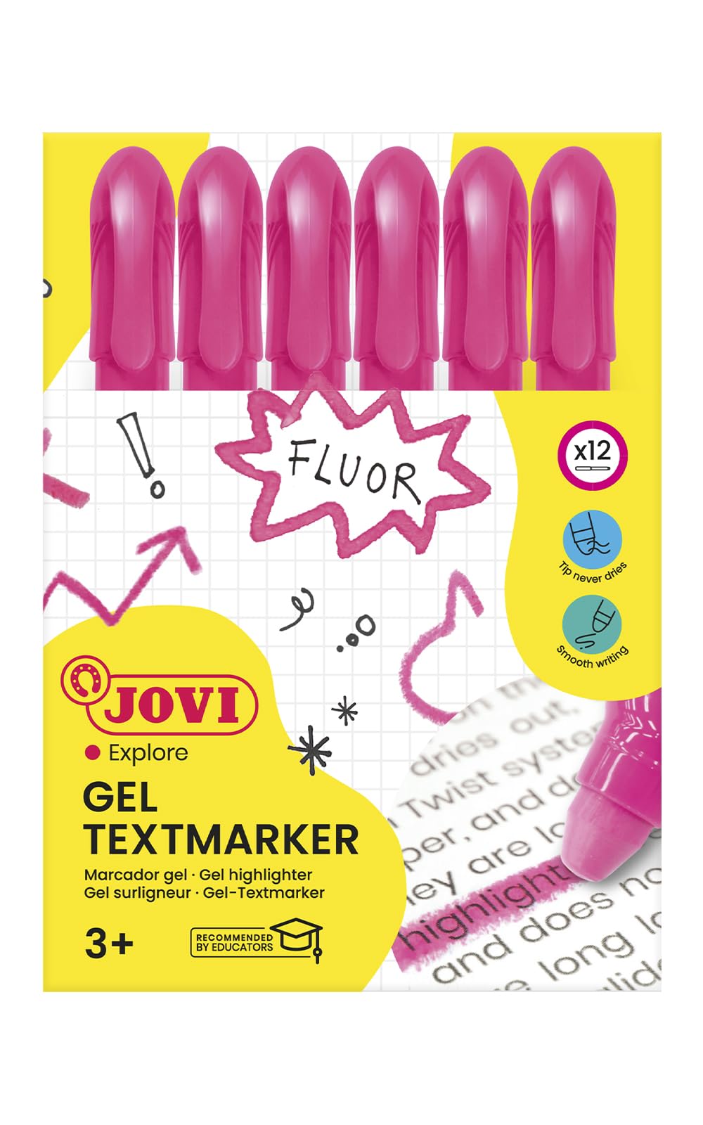 Jovi - Case, 12 Gel Markers, Pink (1816)