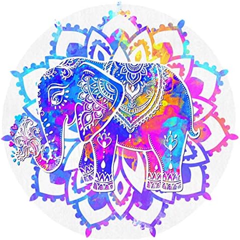 Round Area Rug Non-Slip African Elephant Mandala Pattern Entrance Rug Floor Mat Door Mat Rug Indoor/Outdoor/Front Door/Bedroom Mats