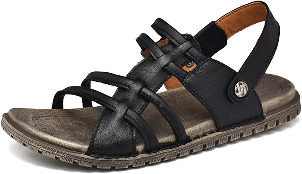 Men Sandals Mens Genuine Leather Classic Vegan Woven Sandals