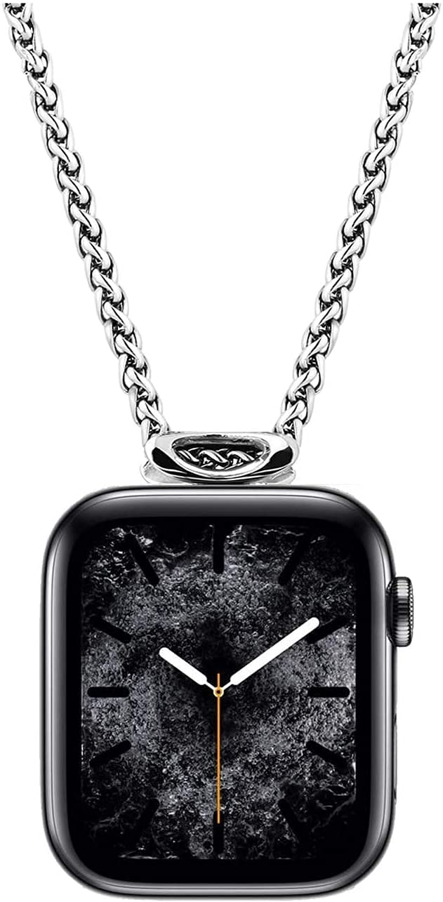 HiPai Necklace Adapter Pendant Compatible with Apple Watch, Infinity & Double Loop Connector Comes with 32inch Stainless Rollo Wheat Chain 3mm for iWatch Series 9/8/7/6/5/4/3/SE — image 1