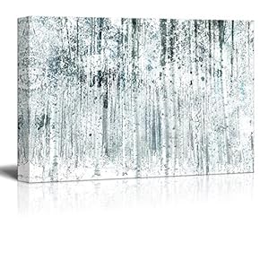 Canvas Wall Art - Abstract Style Tall Trees in Forest - Giclee Print Gallery Wrap Modern Home Art Ready to Hang - 12x18 inches