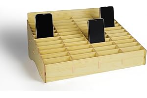 HengTianMei Wooden Desktop Storage Box Mobile Phone Management Storage Box Creative Desktop Office Meeting Finishing Grid Multi Cell Phone Rack Display (New 48)