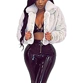RAMOUG Womens Winter Outerwear Faux Fur Long Sleeve Crop Jacket Shaggy Coat Open Front Cardigans