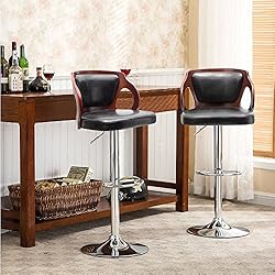 Homall Bar Stools Walnut Bentwood Adjustable Height