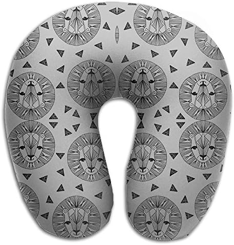 Lion Face - Slate And Black Memory Foam Travel Neck Pillow U Shaped Travel Neck Support Cushion