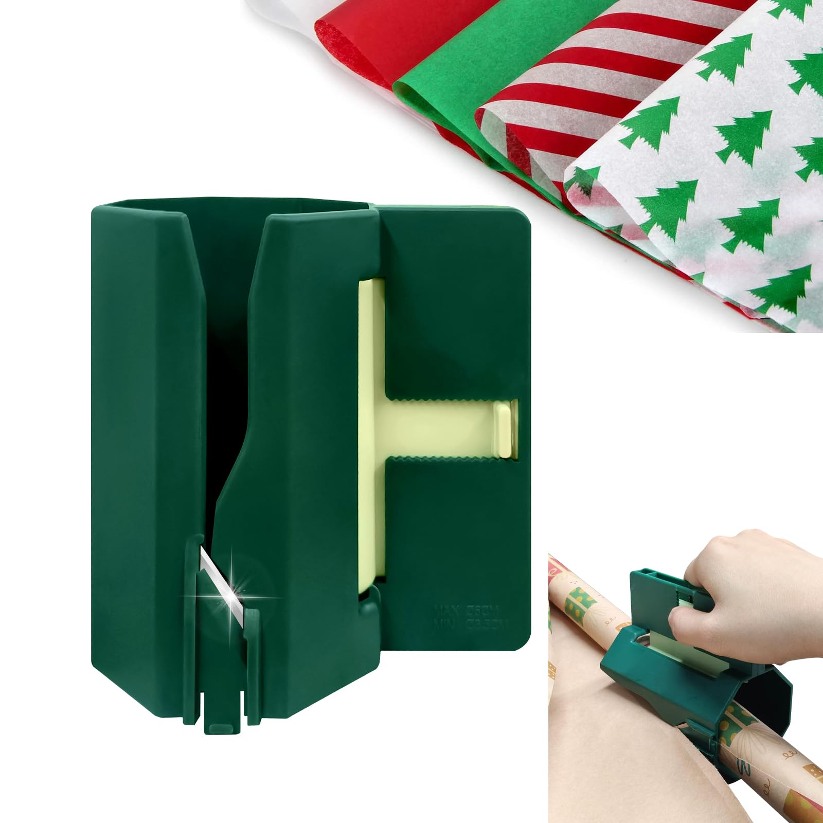 Photo 1 of 2 Pack Wrapping Paper Cutter & Adjustable Wrapping Paper Cutter, Gift Wrap Cutter Tool for Christmas Birthday, Easy Cut for Present Wrapping