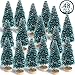 Sumind 72 Pieces Mini Christmas Trees Bottle Brush Trees Plastic Artificial Winter Sisal Mini Pine with Wooden Base Snow Frost Tree Tabletop Tree for Christmas Decoration Gift and Display