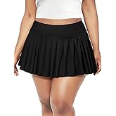 Women's Plus Size Sexy Y2K High Waist Micro Mini Pleated Skirt with Shorts for Valentine's Day, Tennis, Clubs and Raves